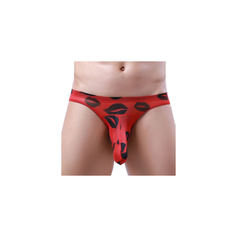 MenSexyWear Slip Trompe KISS LIPS Rouge